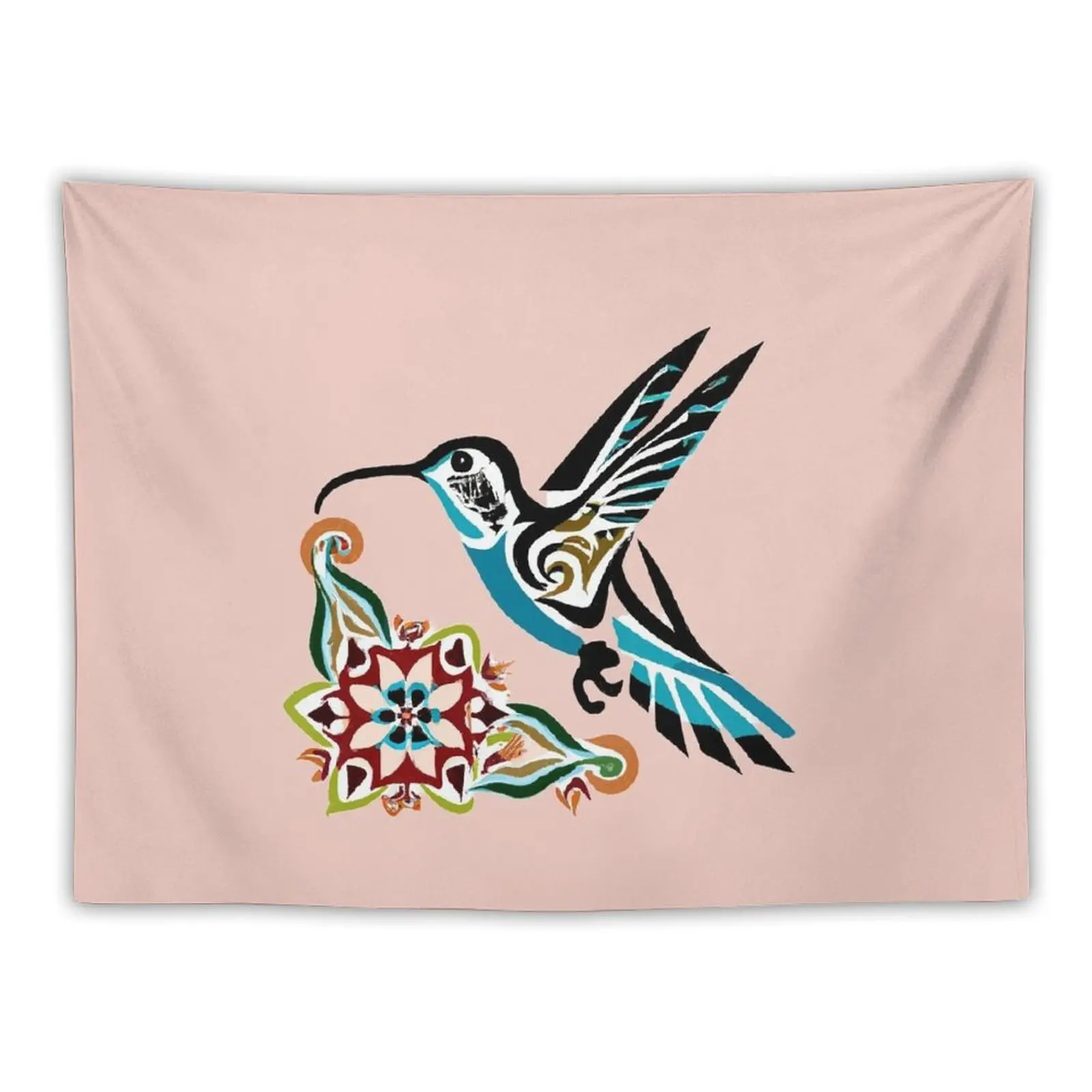 Hummingbird over a Flower Native Design Tapestry Things To Decorate The Room Decor Home Wall Hangings Decoration Tapestry