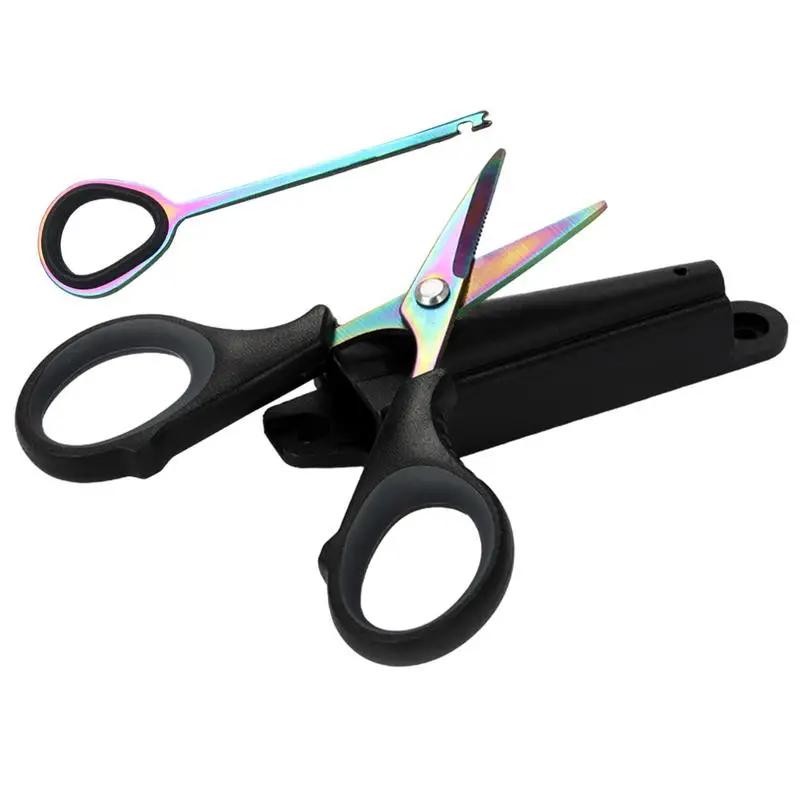 Fishing Pliers Anti-Slip Heavy Duty Braid Scissors Pliers Serrated Edge Multifunctional Fishing Shears Fishing Lines Cutter For