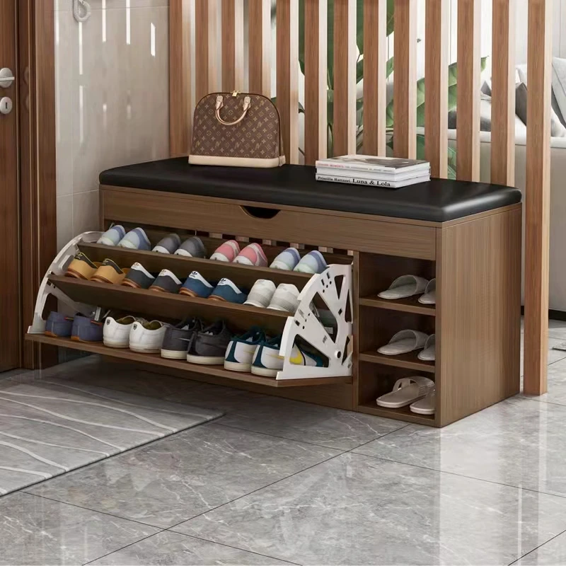 Entrance door changing shoe stool home sit-on shoe stool creative personality leather shoe cabinet stool