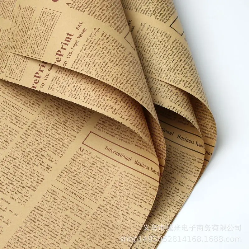 10pcs Newspaper Wrapping Paper Bouquet  Kraft Sunflower Wrapped Floral Paper 50x75 DIY Artware Package Book Cover Wrap Packing