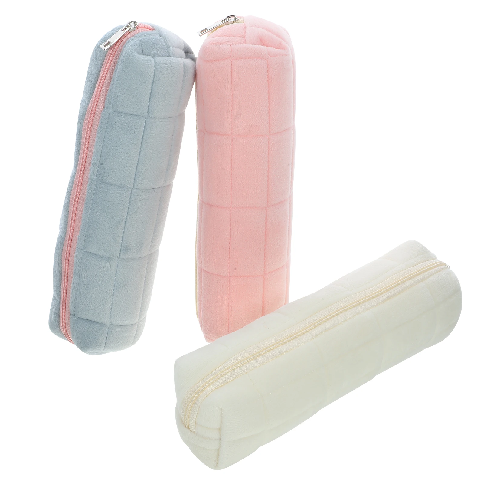 

3pcs Large Capacity Cute Student Travel Study Portable Pen Bag Stationery Organizer Nylon Pencil Case Lightweight Zipper