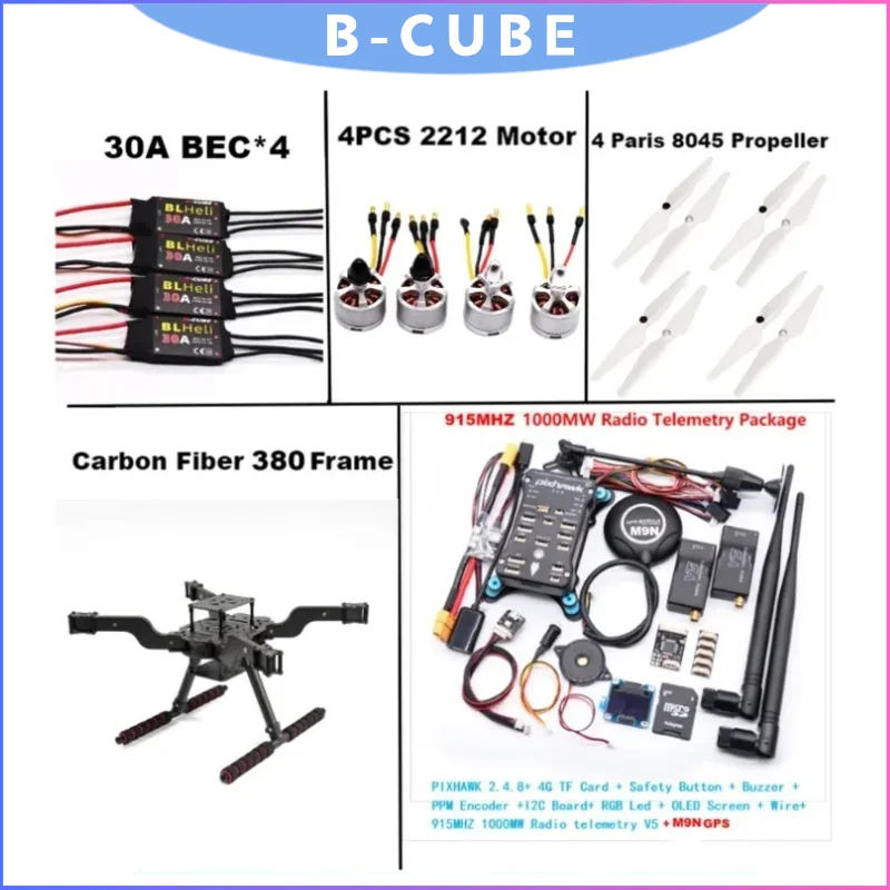 

B-CUBE F450 380mm V-Type Frame Quadcopter Kit with Pixhawk 2.4.8 Flight Controller & M8N GPS for Drone Development
