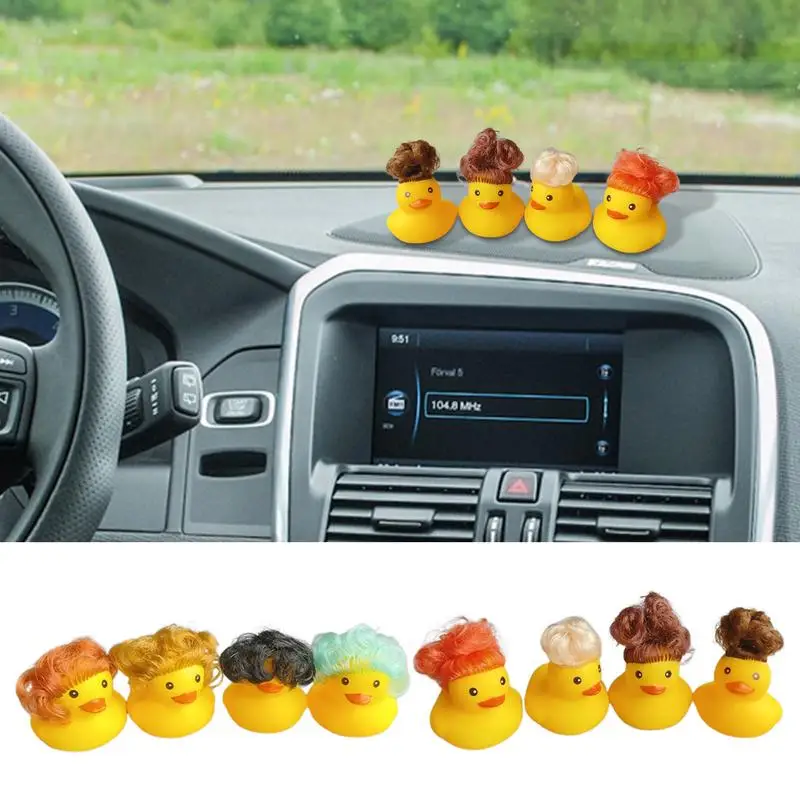 Wig Rubber Duck Yellow Rubber Ducks Cute Rubber Duck Bath Party Toys Squeak Rubber Floating Duck Rubber Ducky Float For Bathroom