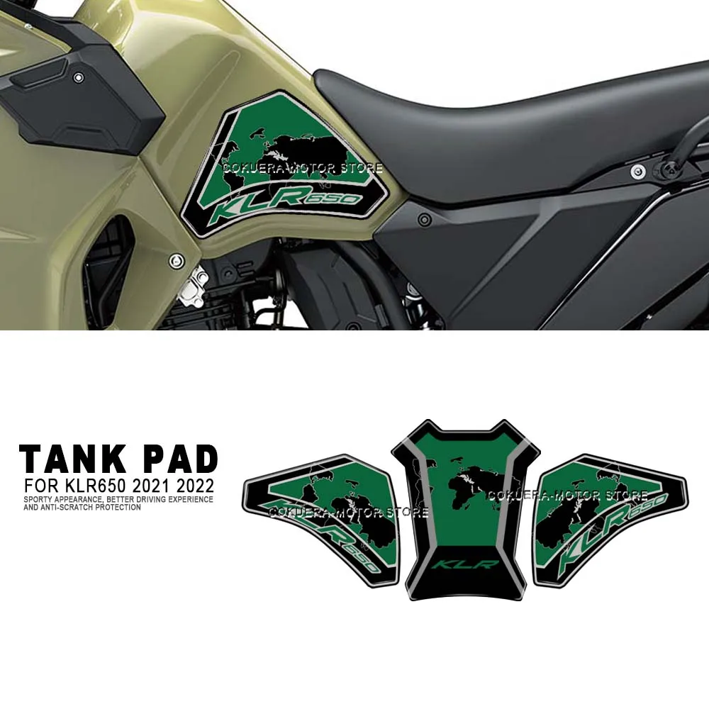 For Kawasaki KLR650 KLR 650 2023 Motorcycle Accessories 3D Resin Sticker Tank Pad Gel Protective Sticker