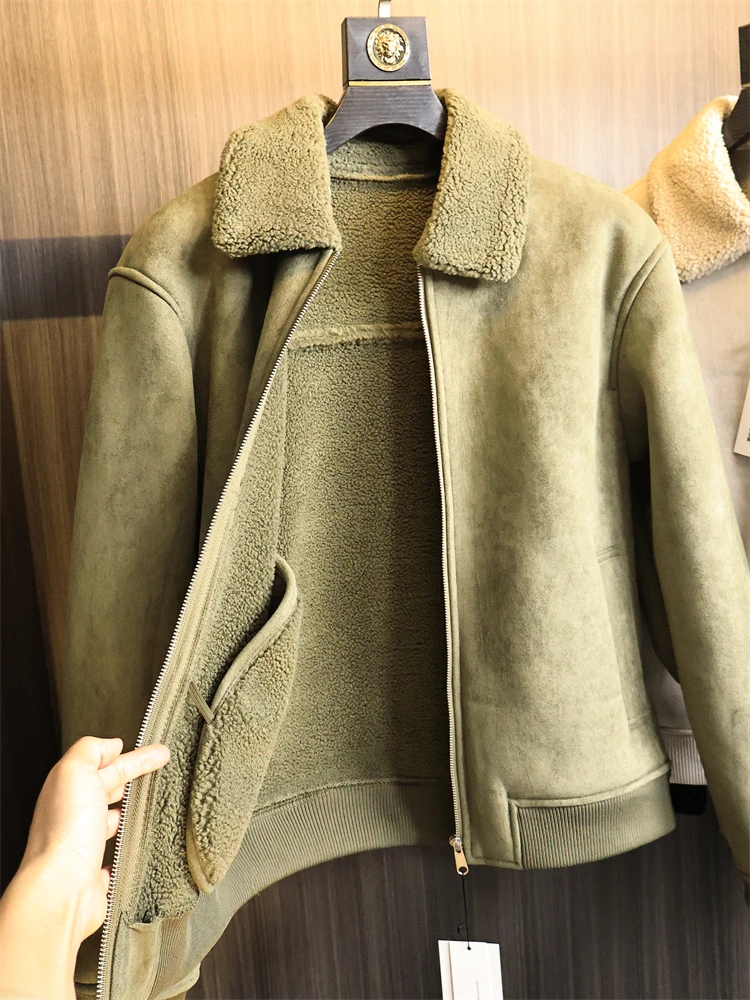 Men's Loose Fit Retro Style Faux Suede Jacket Autumn Winter Fashion Urban Outfit Standard Cut Long Sleeve Windproof Coat