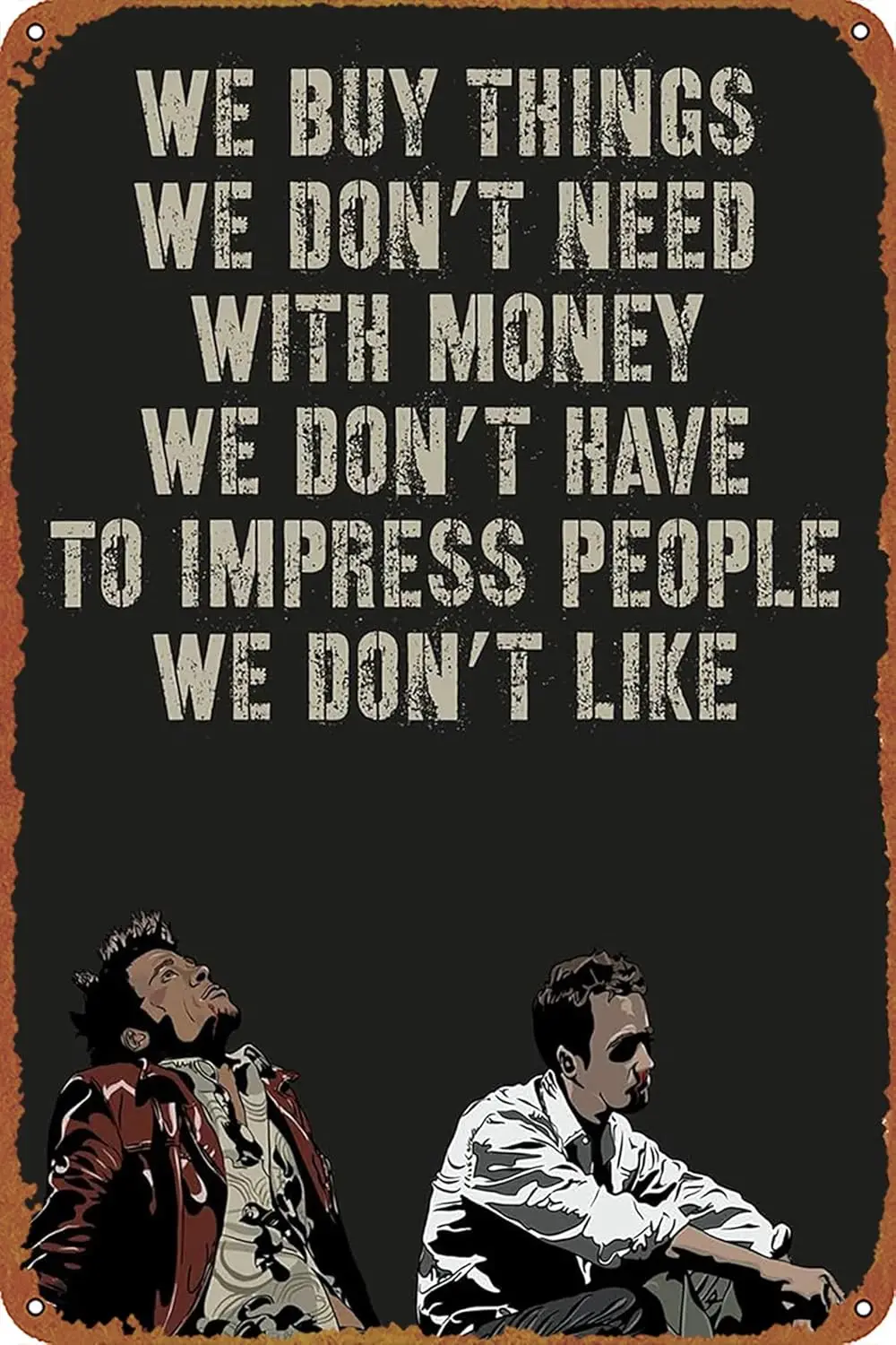 Fight Club Classic Movie Poster Retro Metal Sign Vintage Tin Sign for Cafe Bar Home Wall Decor 12 X 8 inch sign