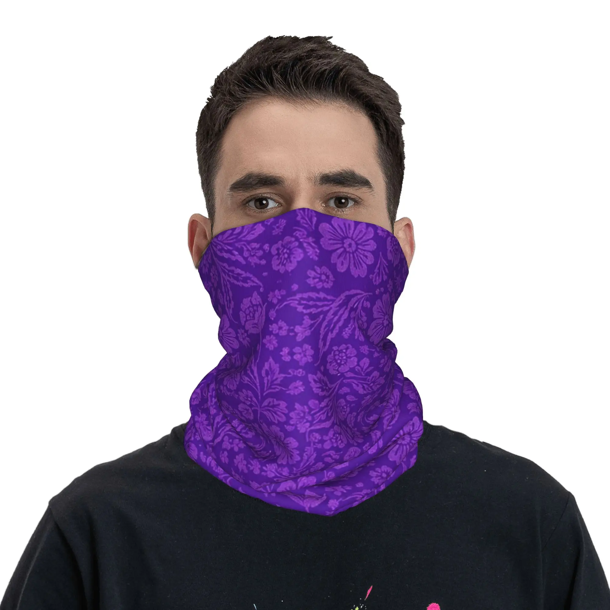 Floral Violet Bandana Neck Gaiter Printed Wrap Scarf Headwear Running Unisex Adult All Season