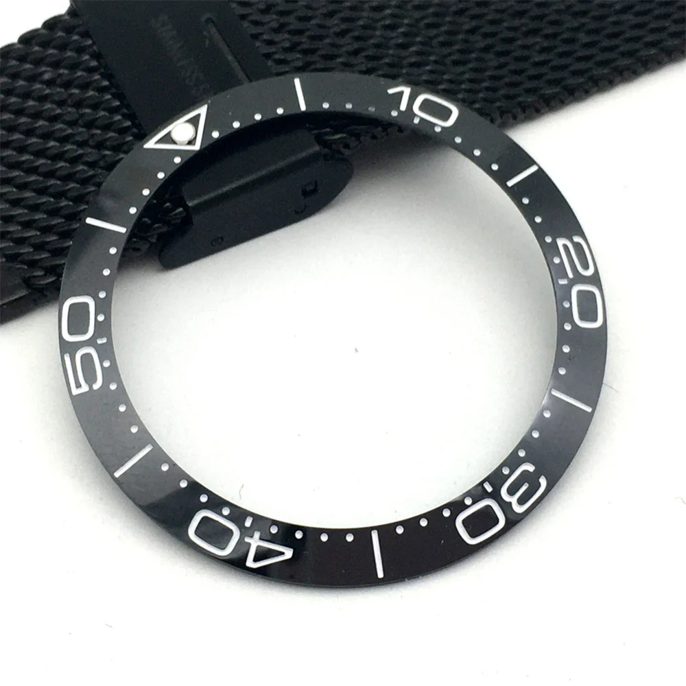 Universal 38/ 30.8mm Ceramic Bezel Luminous Bead Black Blue Flat Watch Ring Insert Watch Repair Accessories