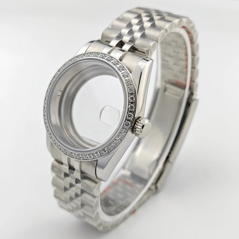 

36mm case diamond-set logbook transparent sapphire mirror modified NH35/NH36/NH38 mechanical watch accessories