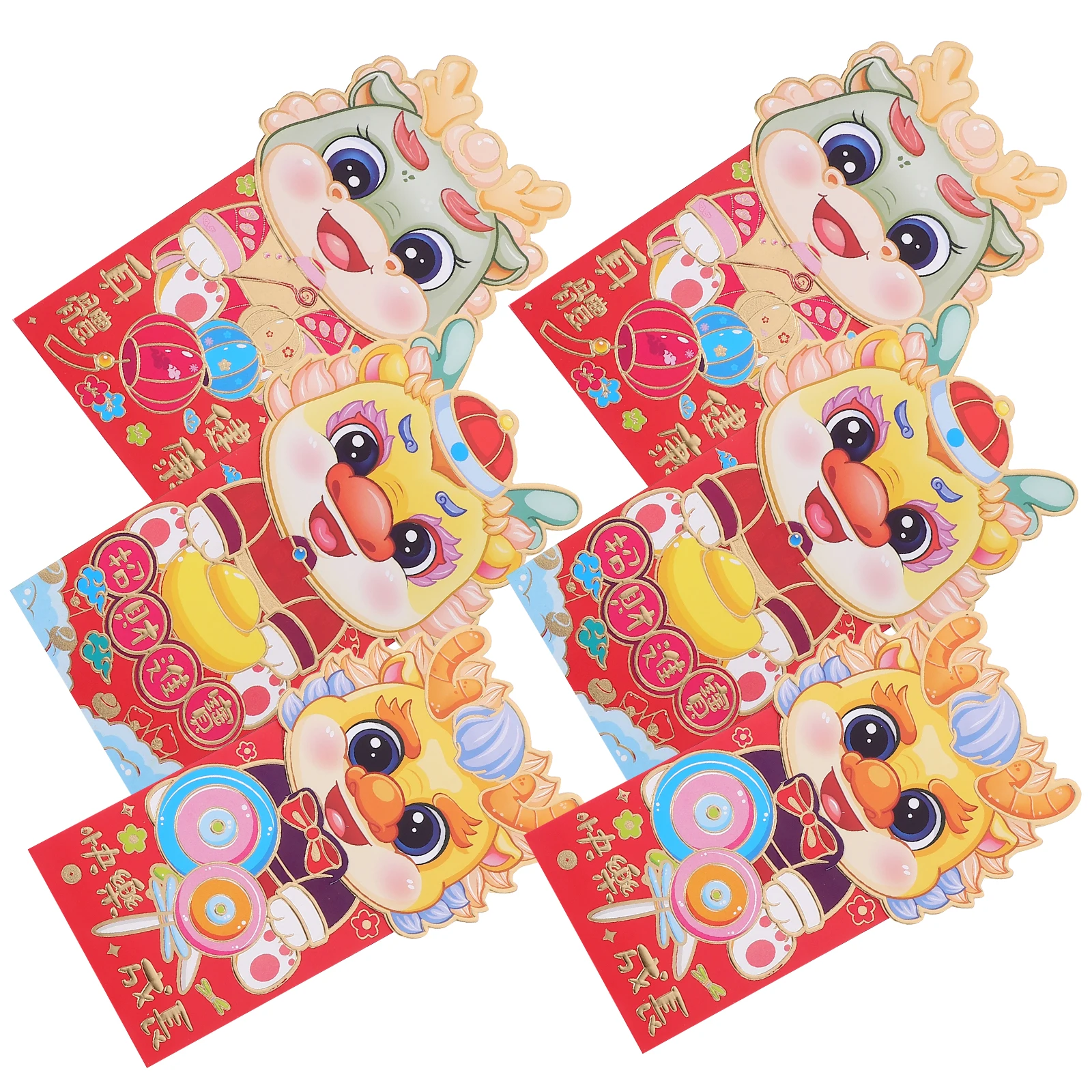 6 pz Drago Anno Buste Rosse 2024 Capodanno Cinese Tasca Dei Soldi Hongbao Lucky Red Pacchetti Festival Sacchetto Regalo Stile Del Fumetto