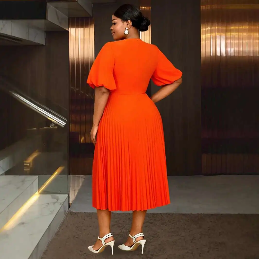 

Size Puff Am050122plus Sleeve Dress Beaded Evening Party Pleated Graduation Dress Ruffle 2025 Party Summer Elegantes Casual Y2k