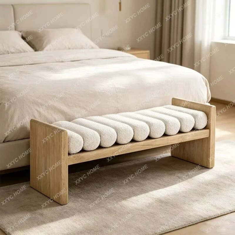 XXsolid wood living room shoe change stool entry wabi wind bedroom bedside stool