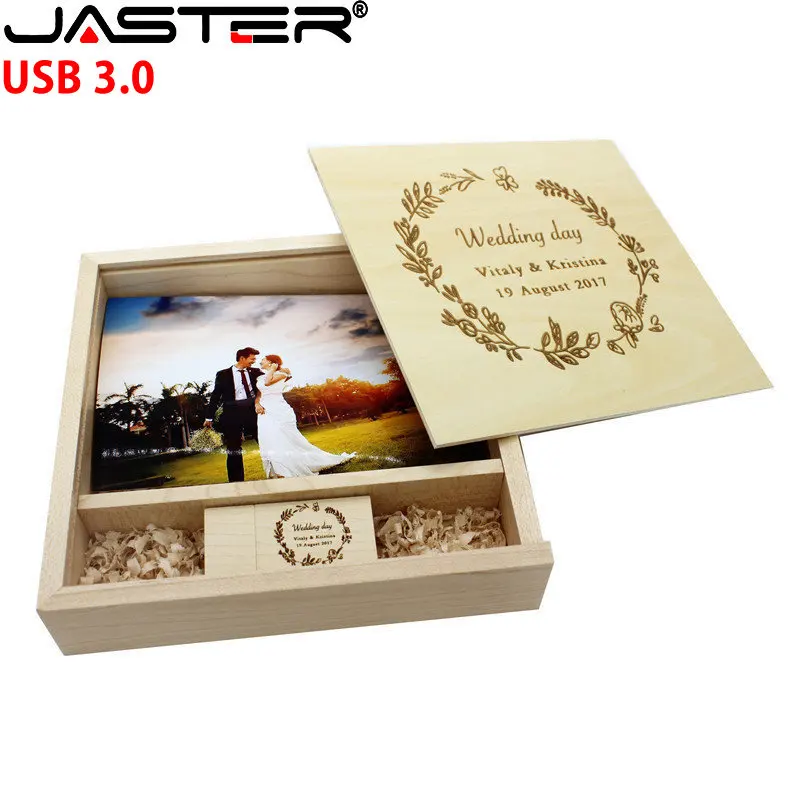 

Album Wooden Box USB 3.0 Flash Drives 128GB Free Cusotm Logo Pen Drive 64GB Photography Wedding Gift Memory Stick 32GB Pendrive