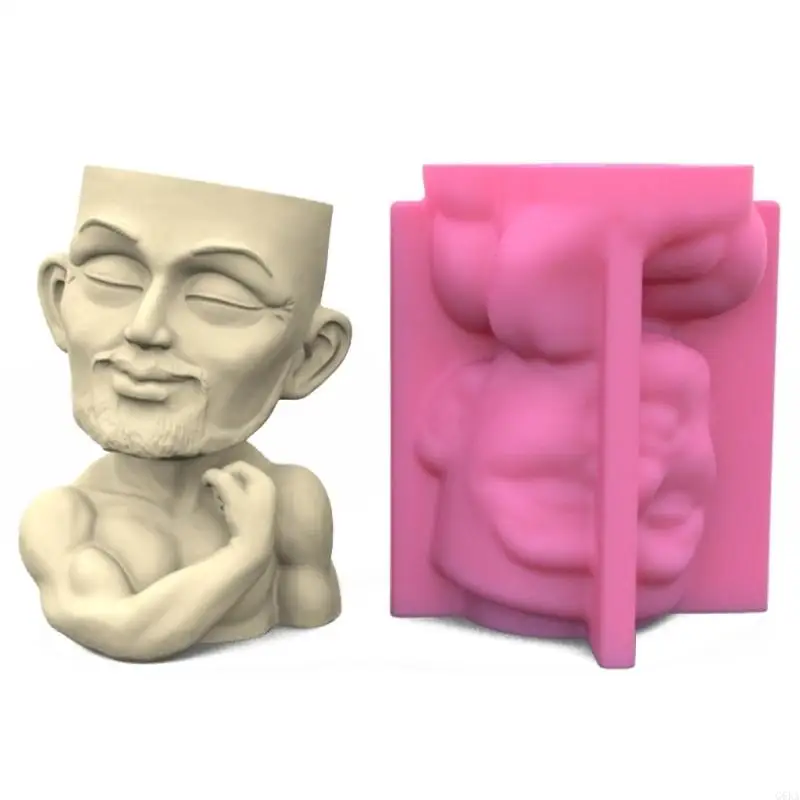 

G6KA Muscle Man Pen Holder Flower Pot Silicone Molds Epoxy Resin Mold DIY Crafts Plaster Mold for DIY Resin Decoration