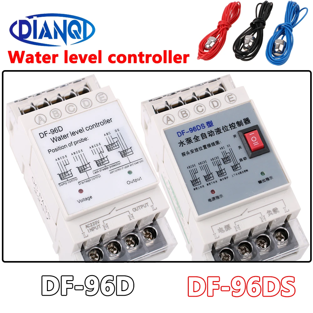 1PC DF-96D DF-96DS Water Level Controller Switch 20A220V Water Tank Liquid Level Detection Sensor Water Pump Controller 2M Wires