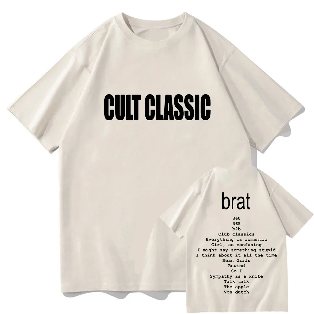 Charli XCX 2024 Tour Cult Classic Tshirt Brat Album Retro Men/Women Clothing Harajuku T-shirt Unisex Cotton Graphic T Shirts