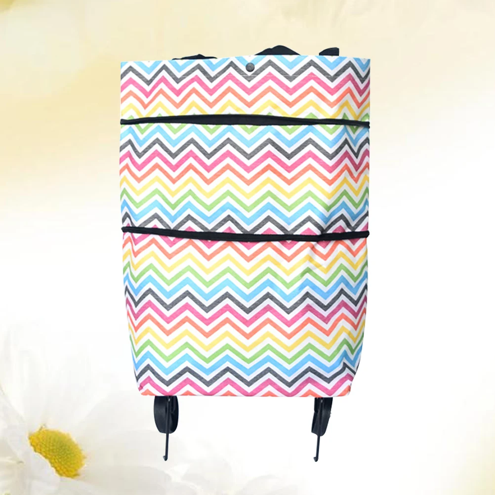 

Foldable Shopping Cart Bag Wheels Reusable Grocery Trolley Large Capacity Collapsible Storage Bag Oxford Cloth Handstrap