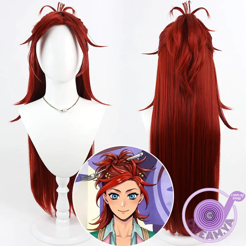 

Rielle Cosplay Wig Twisted Wonderland red long Heat Resistant Synthetic Hair Halloween Party Role Play Carnival + Free Wig Cap