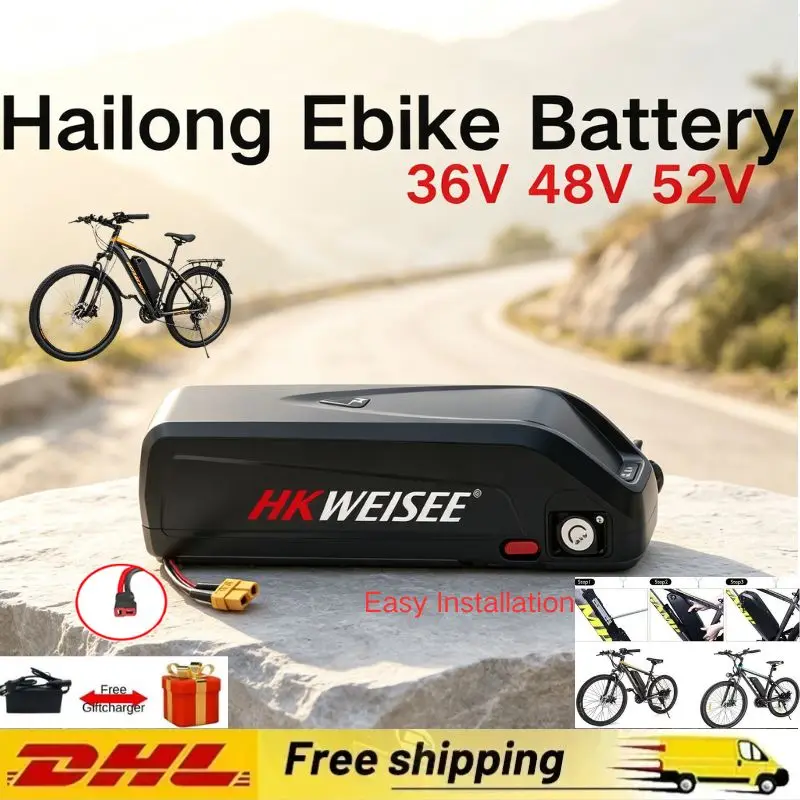 For Hailong 36/48/52V 15Ah 20Ah Battery，for Bafang Motor、E-bikes & Electric Scooters Hailong Battery Powerful long-lasting power