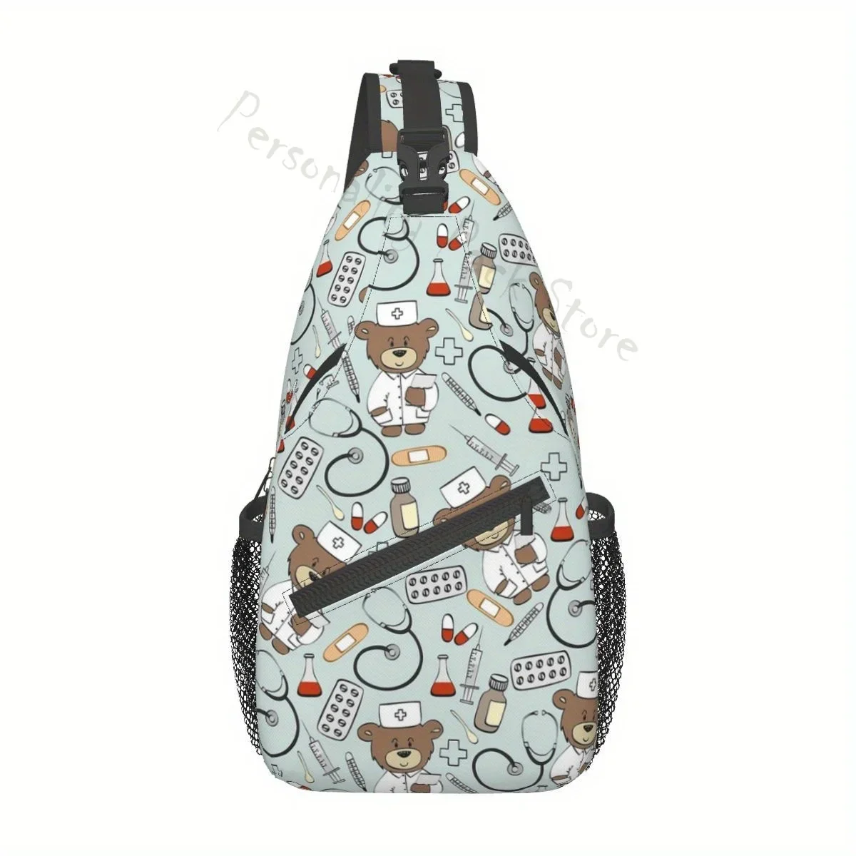 

Nurse Baby Bear Sling Bag for Doctor Nurse Crossbody Chest Bags Medical Pattern Theme Shoulder Backpack Daypack