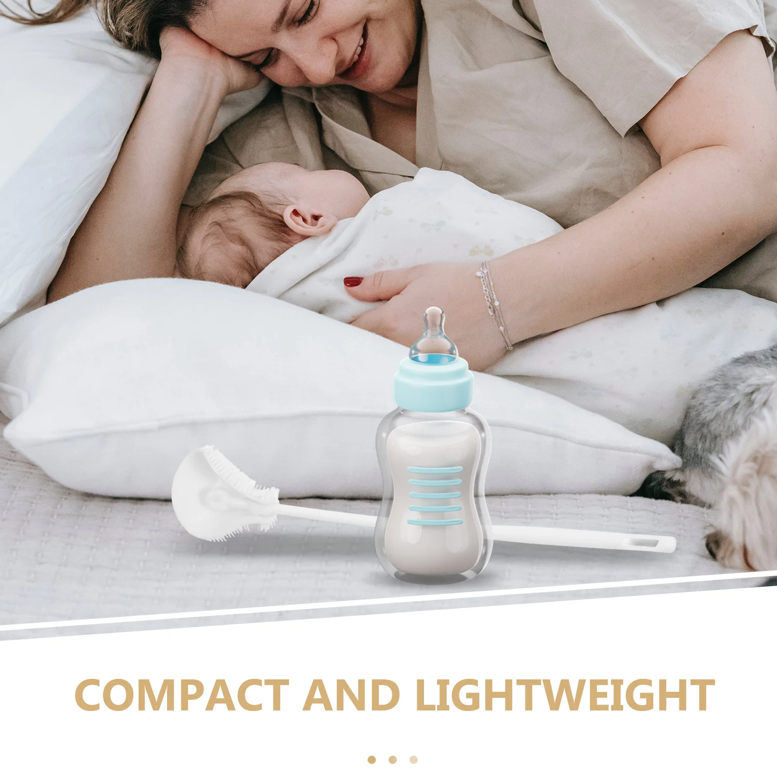 فرشاة للزجاجات من السيليكون بتصميم مرن وشعيرات ناعمة ومقبض طويل لزجاجات الأطفال وأكواب البهلوانات وحاويات ضيقة لغسل الأطباق #2