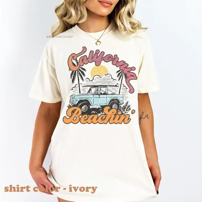 Retro California Beach  California T Trendy Ts Women Cali  Cute Ts Women Graphic Tees Woman Summer Tshirt