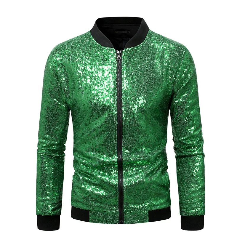 Mens Black Sequin Varsity Jackets And Coats 2023 New Shinny Glitter Nightclub Disco DJ Prom Jacket Bomber Male