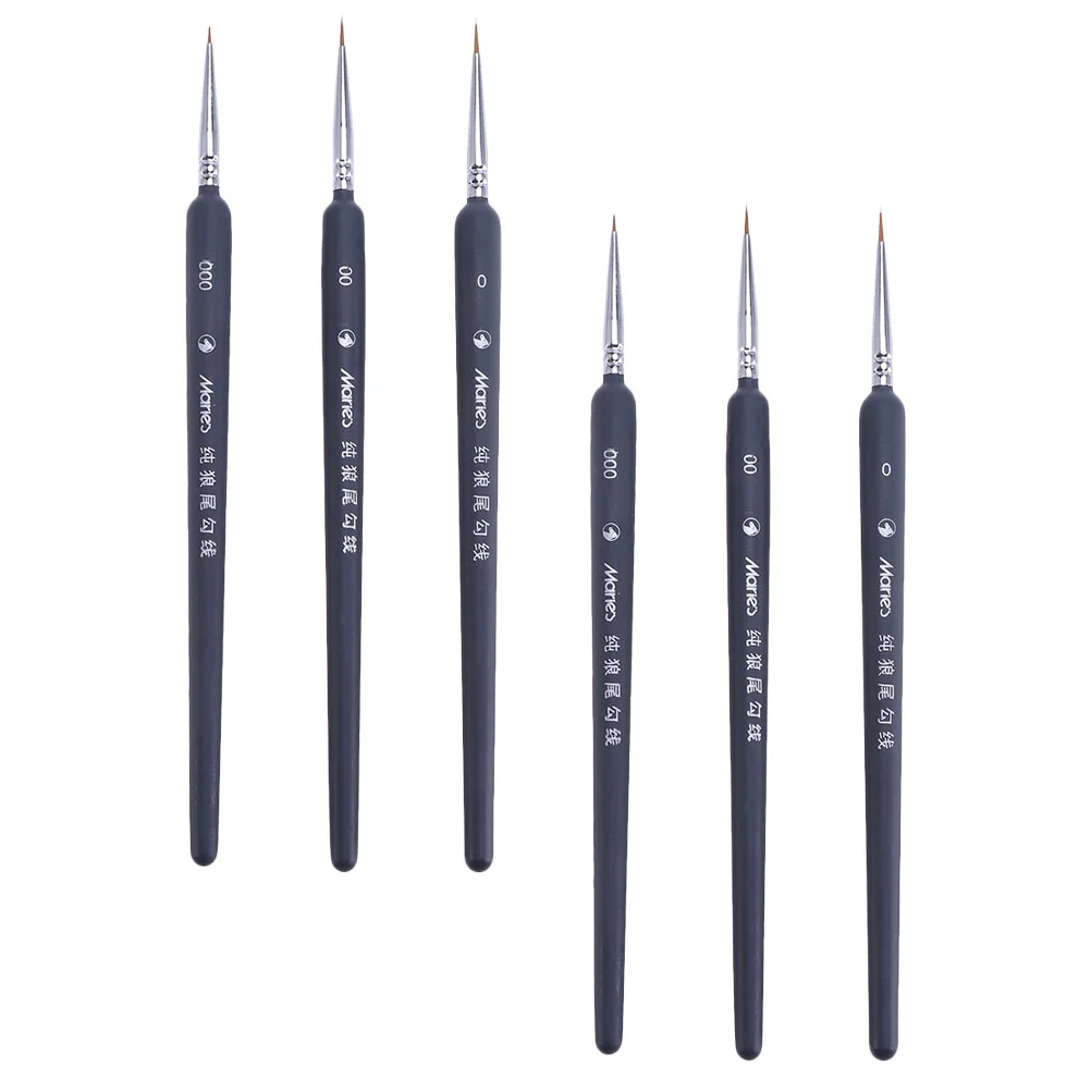 6 Pcs Langhao Hook Line Pen Painting Detail Brush Miniatures Oil Drawing Brushes
