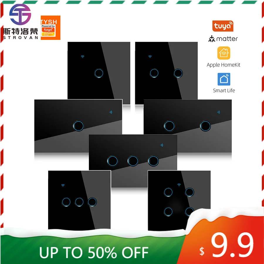 

STLF Luxury Smart Home Concave Light Switch ABS Aluminum Wall Remote Control Glass Works Google Alexa Smart Life App Zigbee