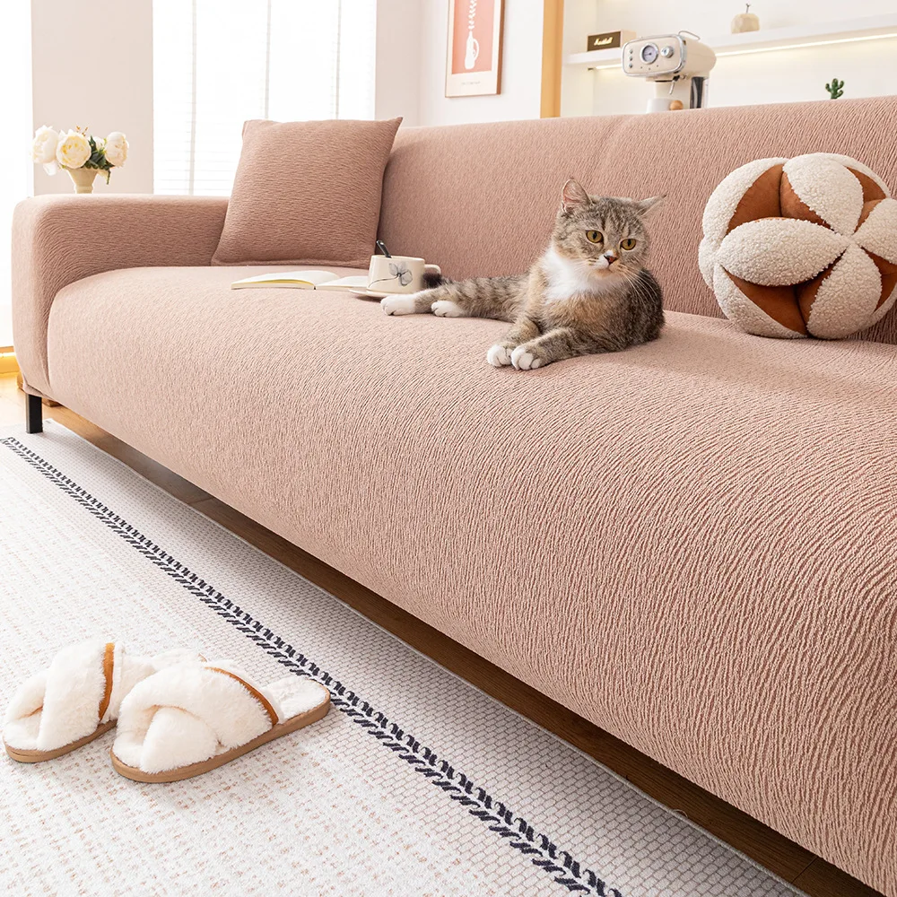 Factory Direct Compatible with2026 Solid Color Chenier Four Seasons Universal Non-Slip Sofa Cover Sofa Cover