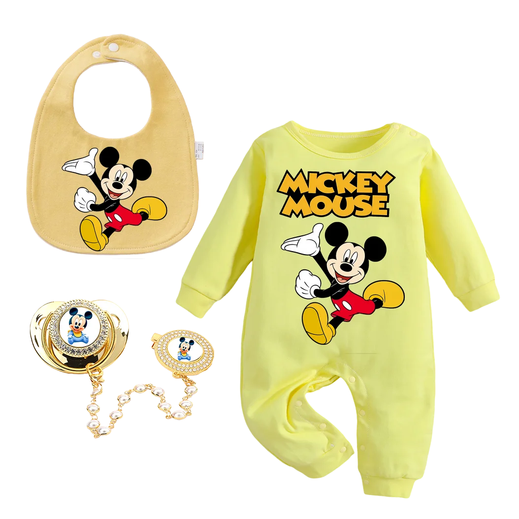 

Cute Cartoon Baby Crawler Bib Pacifier Soother Set 0-6M Infant Drooling Bib & Pacifier Accessories