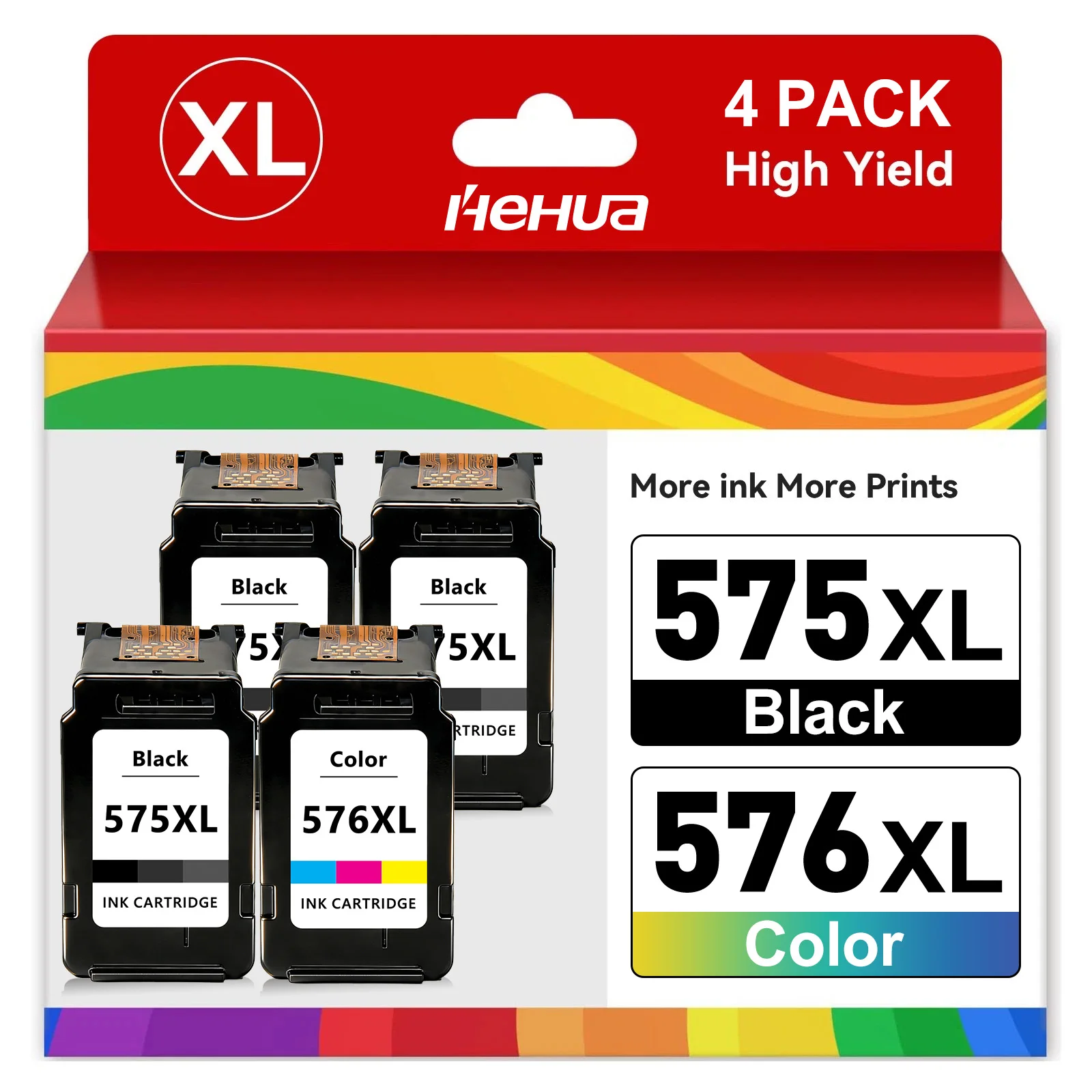 4X Drucker-Tintenpatronen für Canon Pg-575Xl CL-576Xl Pixma Ts3350I Ts3750I Tr4750I Ts3752I Ts3751I 14 ml