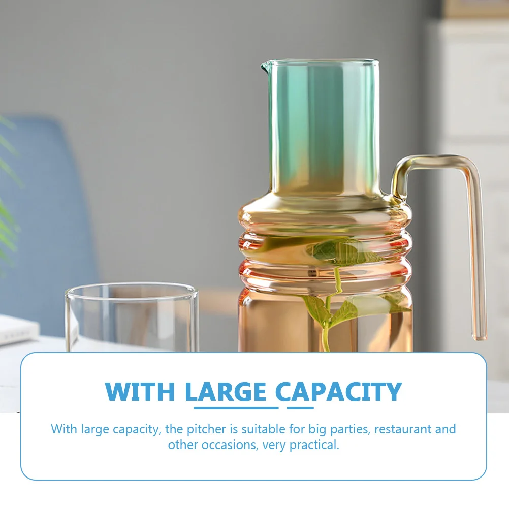 

1Set Glass Water Pitcher Clear Household Milk Pitcher Lid Cup Set Large Capacity Container for Cold Water Tea Juice