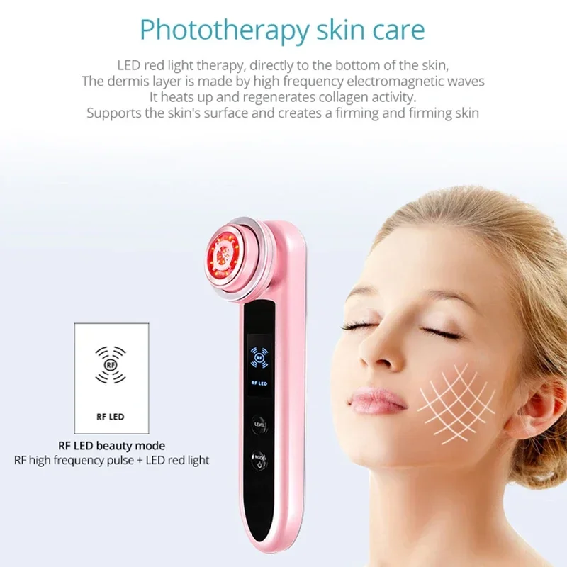 Radio Frequency Facial Massager, EMS Rejuvenescimento da pele, Anti Aging, Instrumento de beleza, LED Photon, Mesoterapia, Face Lifting