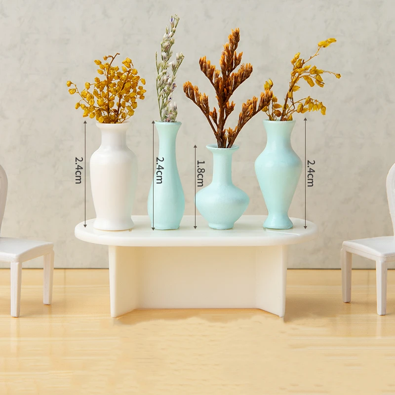 

Мини-имитация вазы, коллекция белых полимерных горшков для растений с зеленью, пейзажный декор для кукольного дома, миниатюрная столешница, 5 шт.