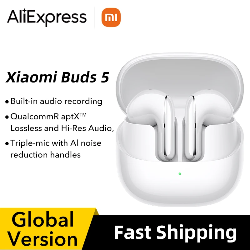 Global Version Xiaomi Buds 5 TWS Earphone Bluetooth 5.4 AI ANC HiFi Earbuds Recording Voice to Text Conversion IP54 Headset