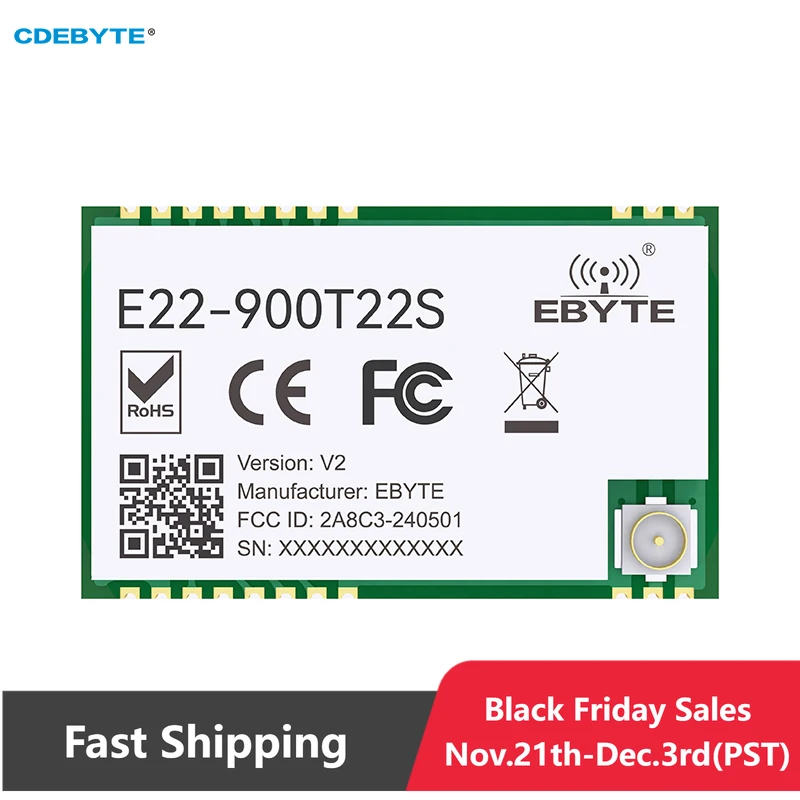 

Модуль LoRa E22-900T22S 915 МГц UART SMD беспроводной приемопередатчик RF модуль RSSI Net работает для антенны IPEX CDEBYTE
