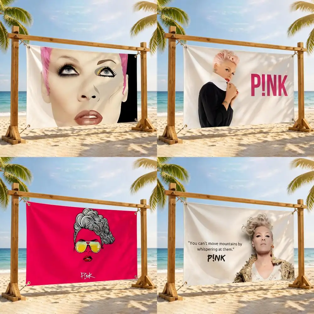 P-Pink Singer Flags Flag Tapestry Outdoor Decor Flaga Decorative Home Objects Barber Shop Decoration
