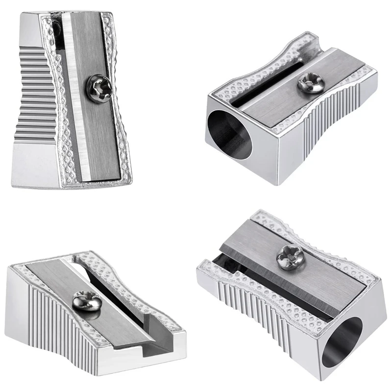 96 Pack Metal Mini Pencil Sharpeners Bulk Handheld Silver Single Hole Aluminum Alloy Handheld Sharpener Manual Pencil