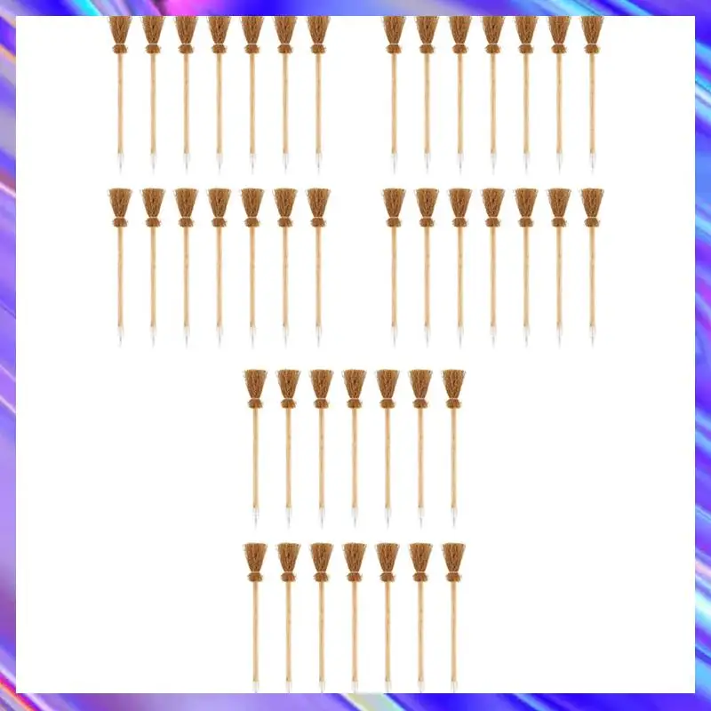 

M09K 42PCS Witch Broom Stick Pencils Halloween Wizard Wand Pencils For Theme Party Gift Goodie Bag Fillers
