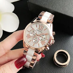 2023 Top Brand Luxury Women Watches Stainless Steel Strap Rose Gold Quartz Watch for Ladies Wristwatches Gift for Girlfriend