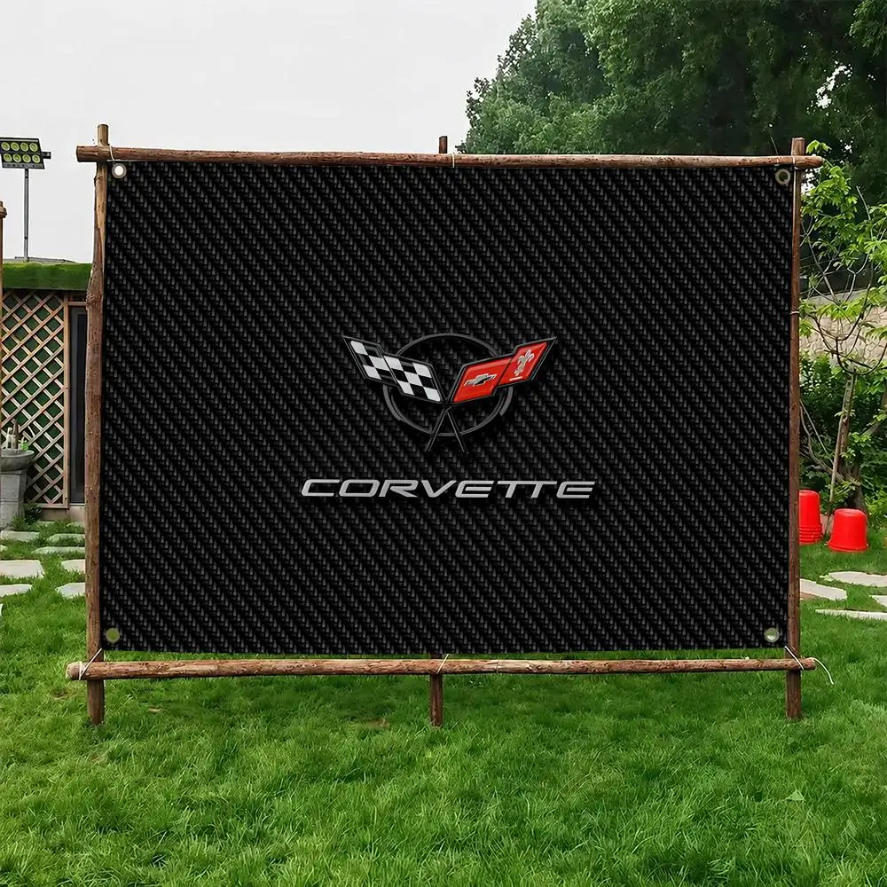 C-Corvette Flags Custom Wall Hanging Background Art Banner for Bedroom Home Living Room Outdoor Decor