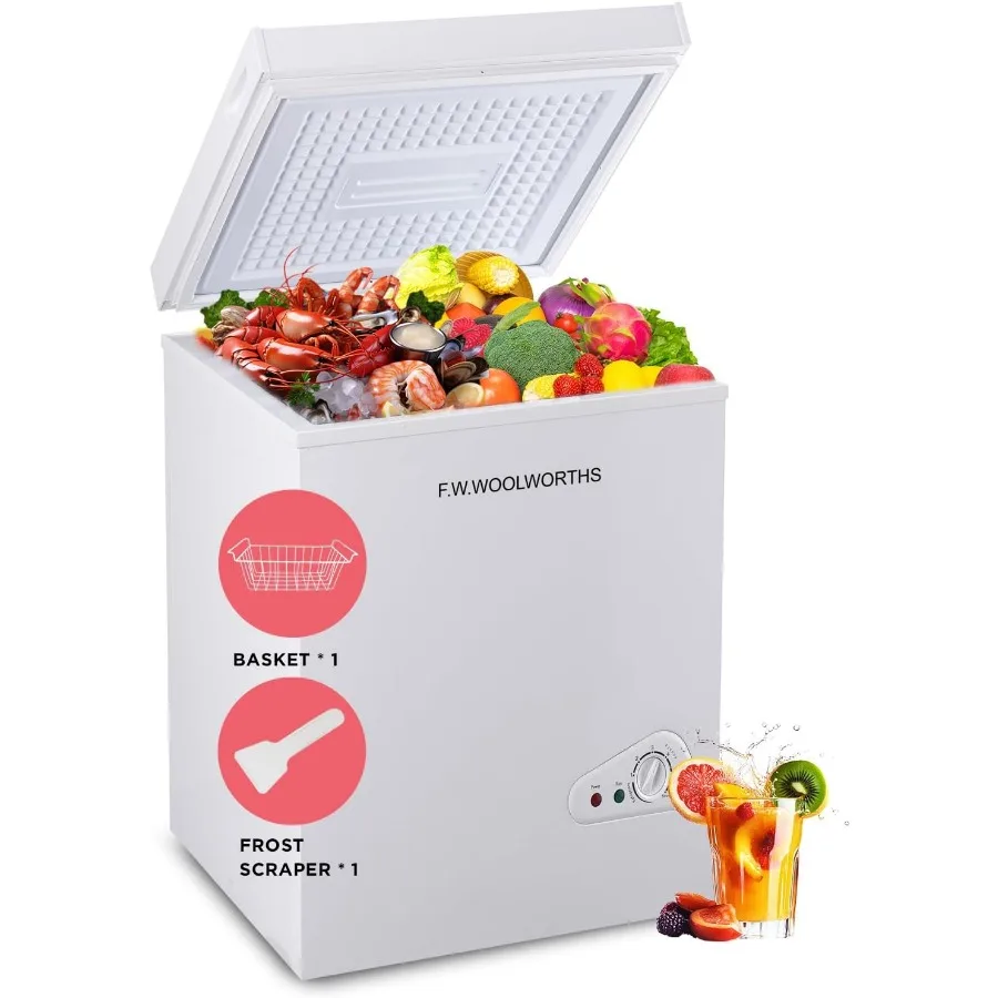 فريزر صدر مدمج بطول 3.5 قدم مكعب مع سلة قابلة للإزالة وترموستات قابل للتعديل لتخزين الطعام الفعال في المنزل المطبخ #1