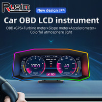 P4 HUD Gauge OBD2 GPS Head-up Display Smart On-board Computer Digital Speedometer Tachometer VOLT Water Temperature Slope Meter