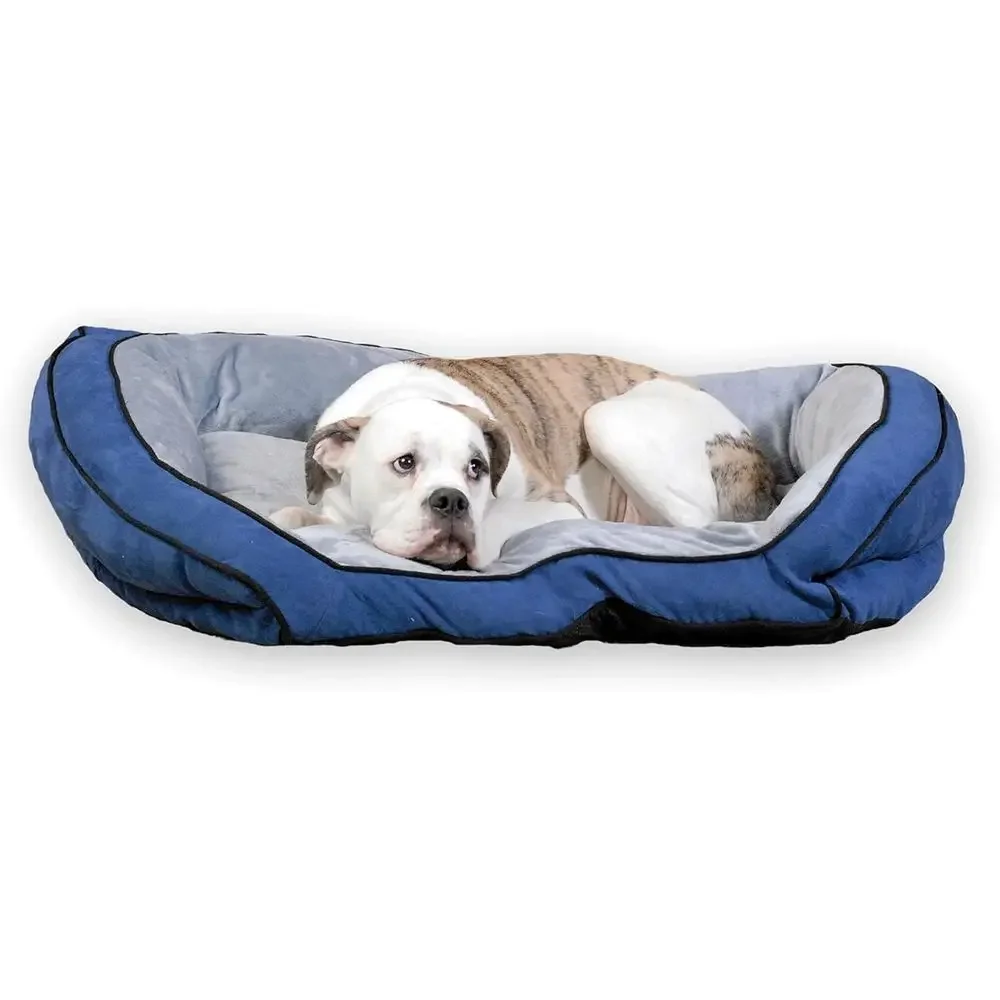 

Luxury Washable Sofa-Style Pet Bed, Blue/Gray, Large 28x40 Inches