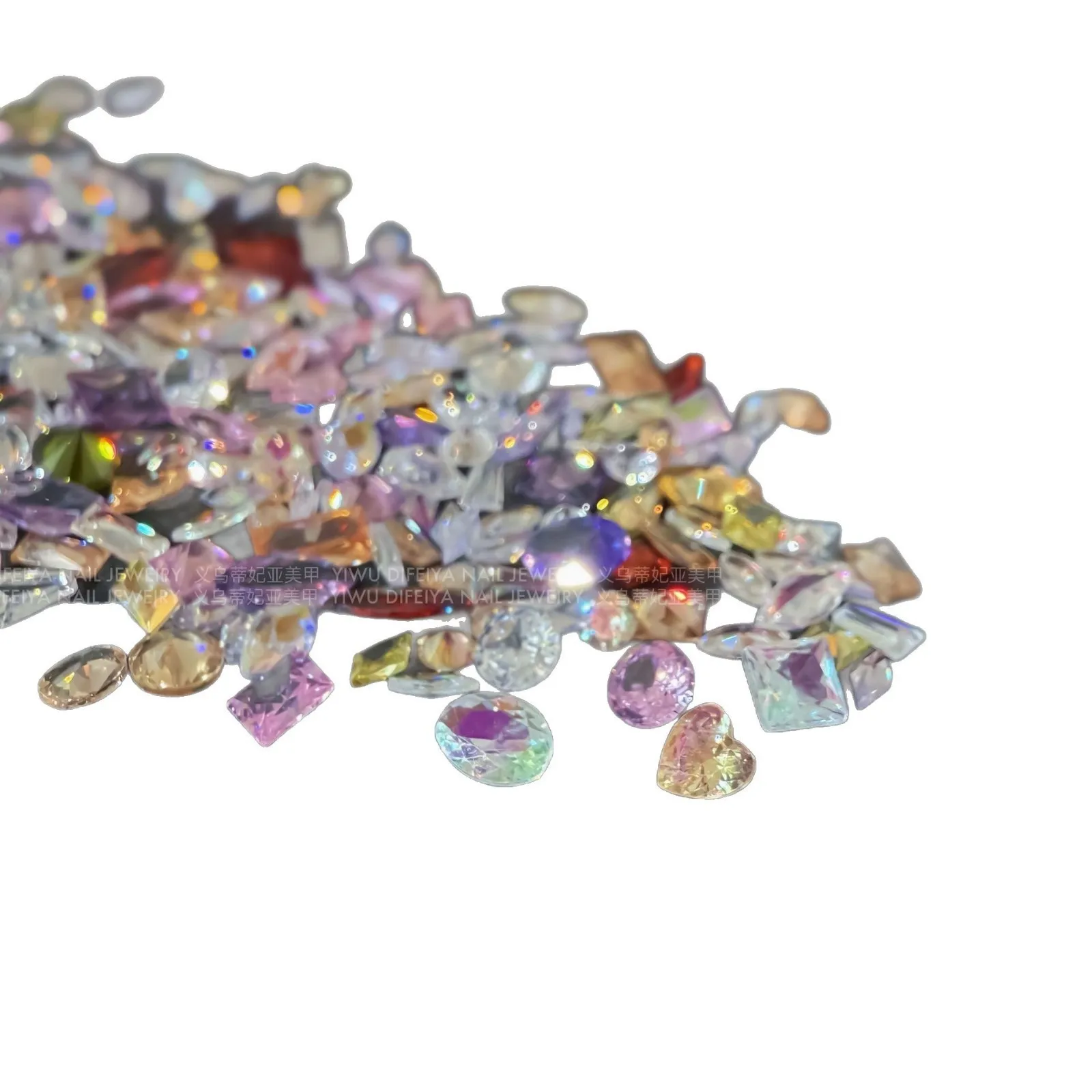 50PCS Sparkle Aurora Clear Frost Colorful Zircon Mini Nake Diamonds Nail Art Rhinestones Decorations Manicure Mix Shapes Charms