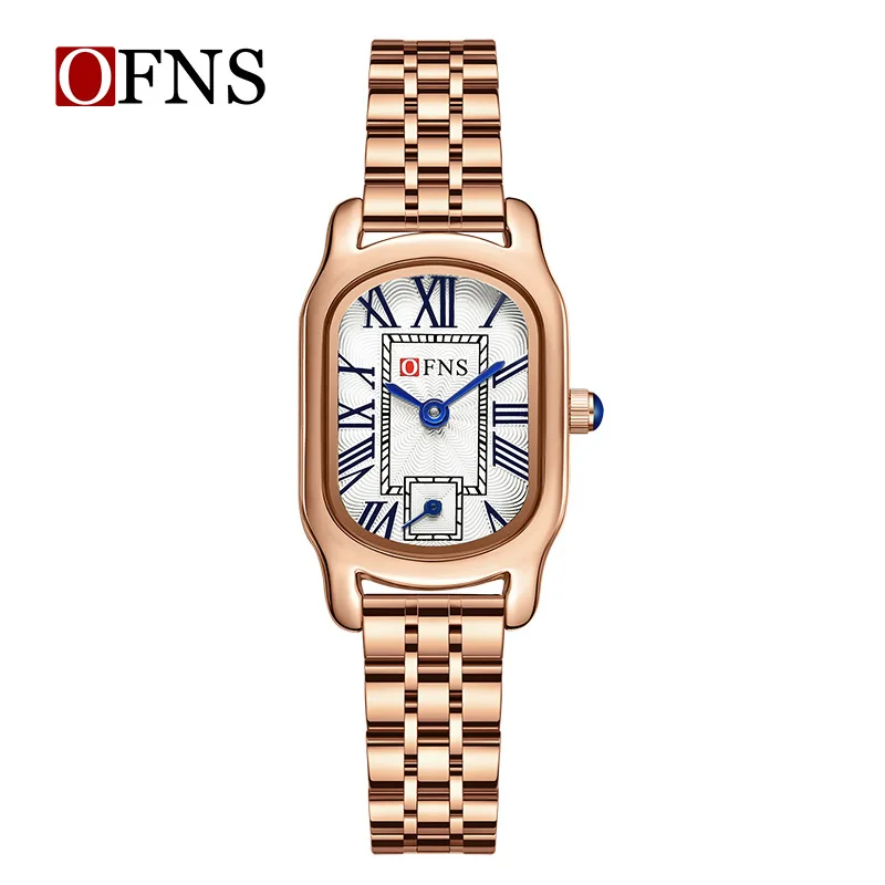 OFNS حار بيع كوارتز ساعة البيضاوي الهاتفي الروماني مقياس للماء السيدات قسط محكم كوارتز ساعة #5