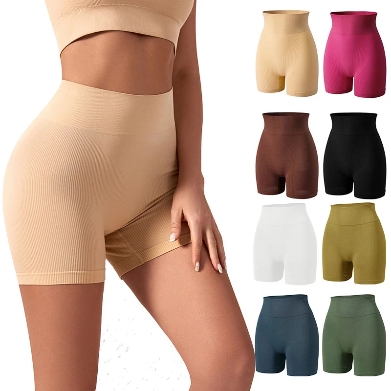 

Seamless Knitted Sports Shorts Casual High Waist Push Up Cycling Shorts Fitness Running Tight Hip Lifting Yoga Shorts Sportswear