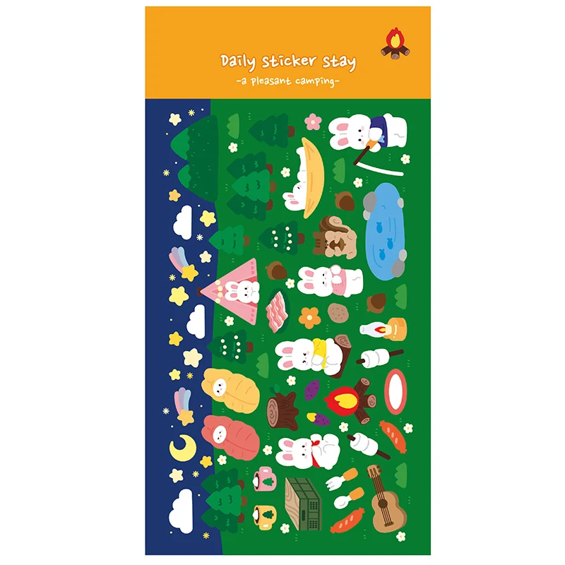 Korean Import Original BONITO Kawaii Rabbit Pleasant Camping Paper Stickers Scrapbooking Diy Journal Stationery Sticker Gift
