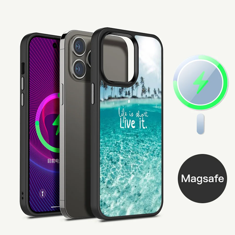 Mountain Sea Beach Reise-Handyhülle Magesafe magnetische kabellose Ladehülle für iPhone 16 11 12 13 14 15 Pro Max Plus Mini